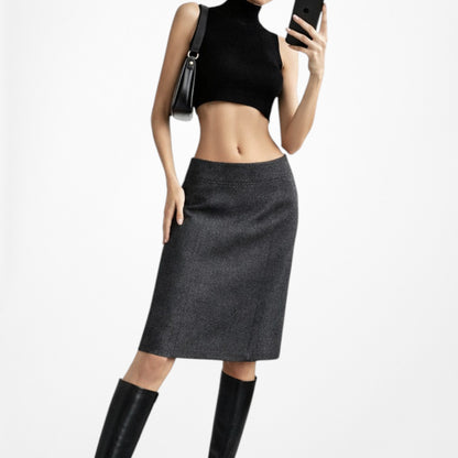 Vintage Y2K Gray Knee Length Bodycon Pencil Straight Skirt Size S/M