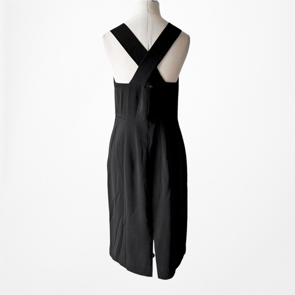 Vintage Y2K Black Sleeveless Knee Length Bodycon Cocktail Party Dress Size M