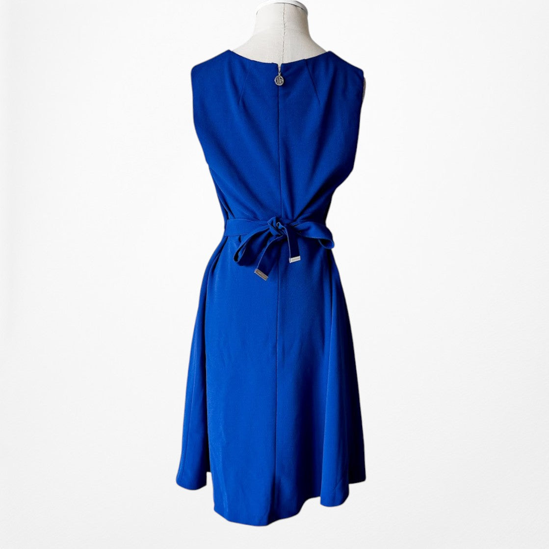 Vintage Y2K Tommy Hilfiger Blue Sleeveless Flared Knee Length Knit Dress Size M