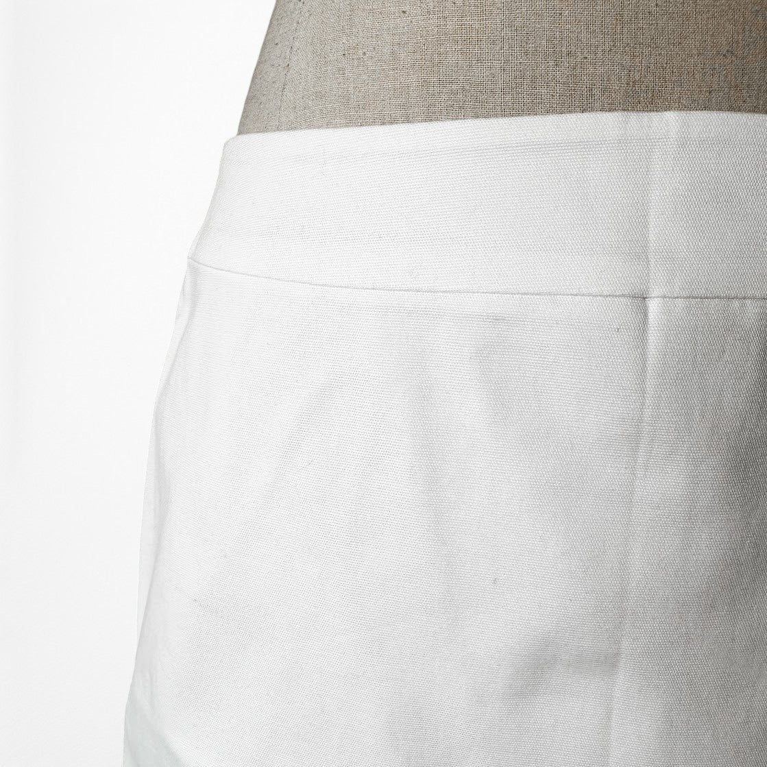 Vintage Y2K White Straight Pencil Knee Length Scalloped Hem Skirt Size S/M