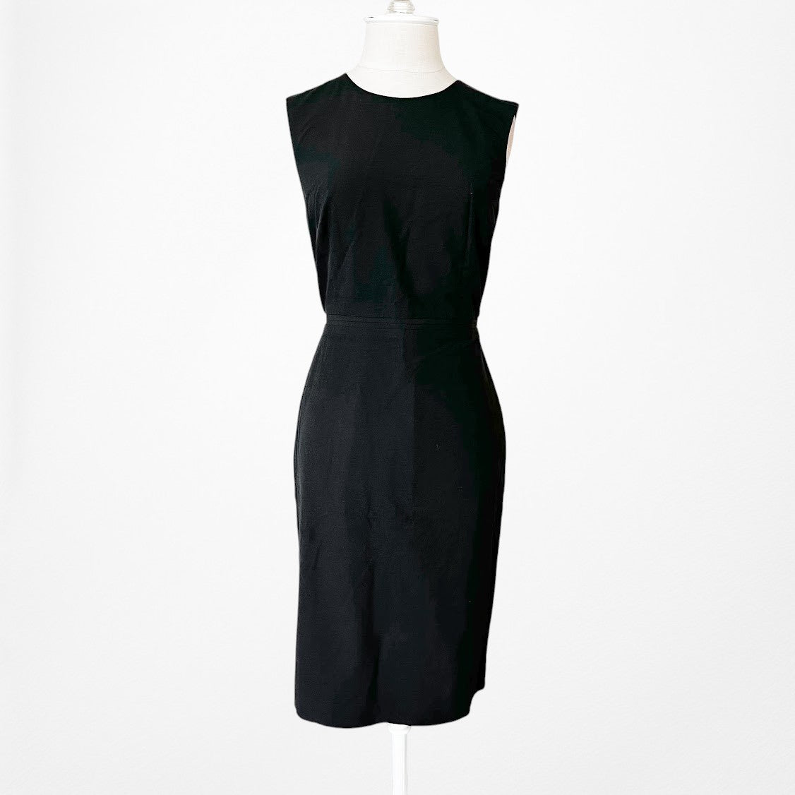 Vintage Y2K Black Sleeveless Knee Length Bodycon Fitted Cocktail Dress Size M