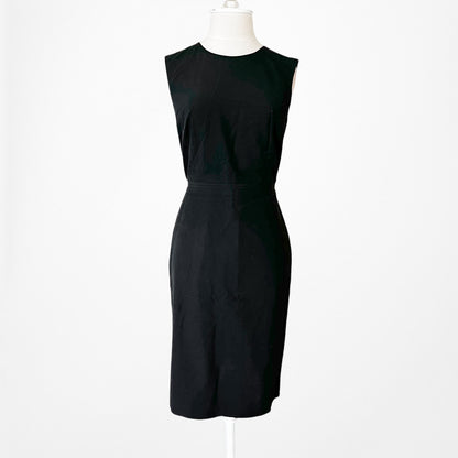 Vintage Y2K Black Sleeveless Knee Length Bodycon Fitted Cocktail Dress Size M