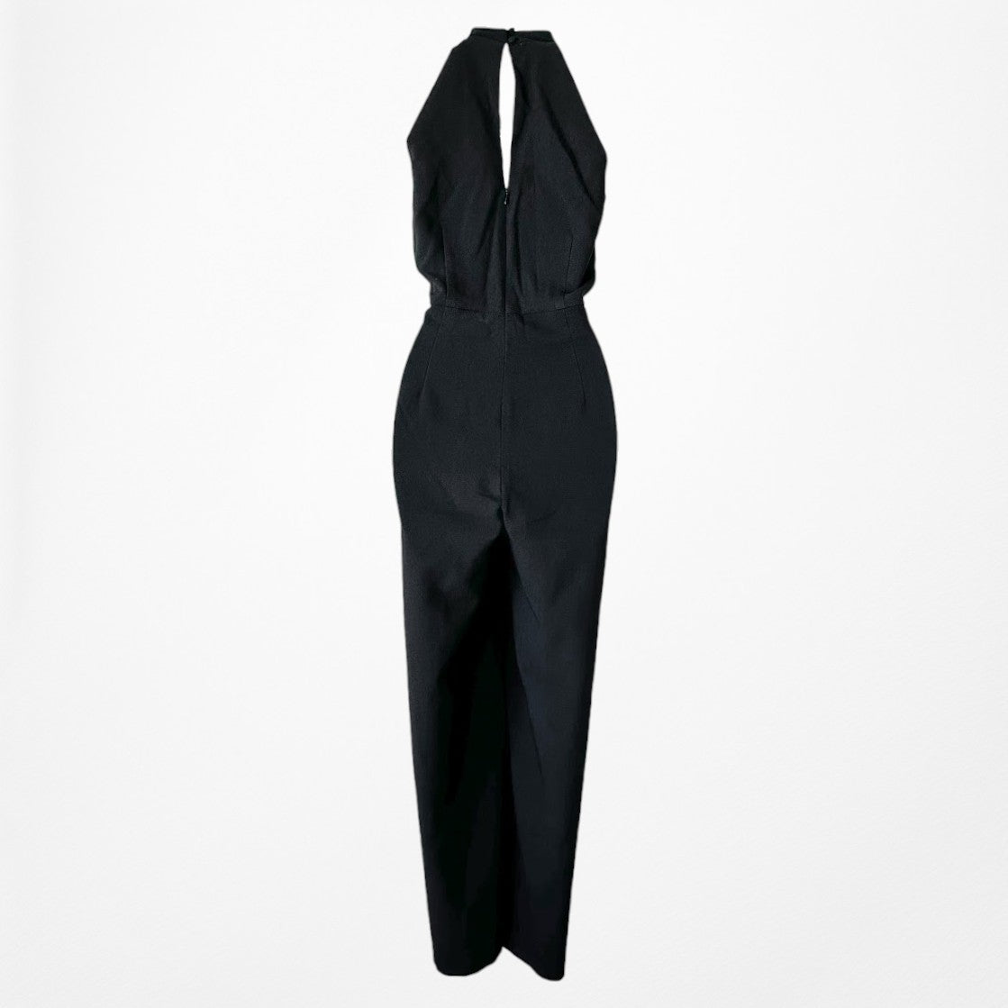 Vintage Y2K Black Sleeveless Halter Wide Leg Jumpsuit Size M