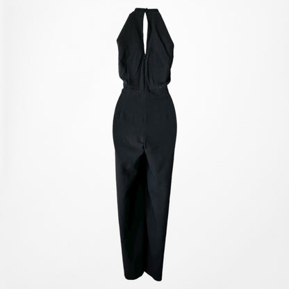 Vintage Y2K Black Sleeveless Halter Wide Leg Jumpsuit Size M