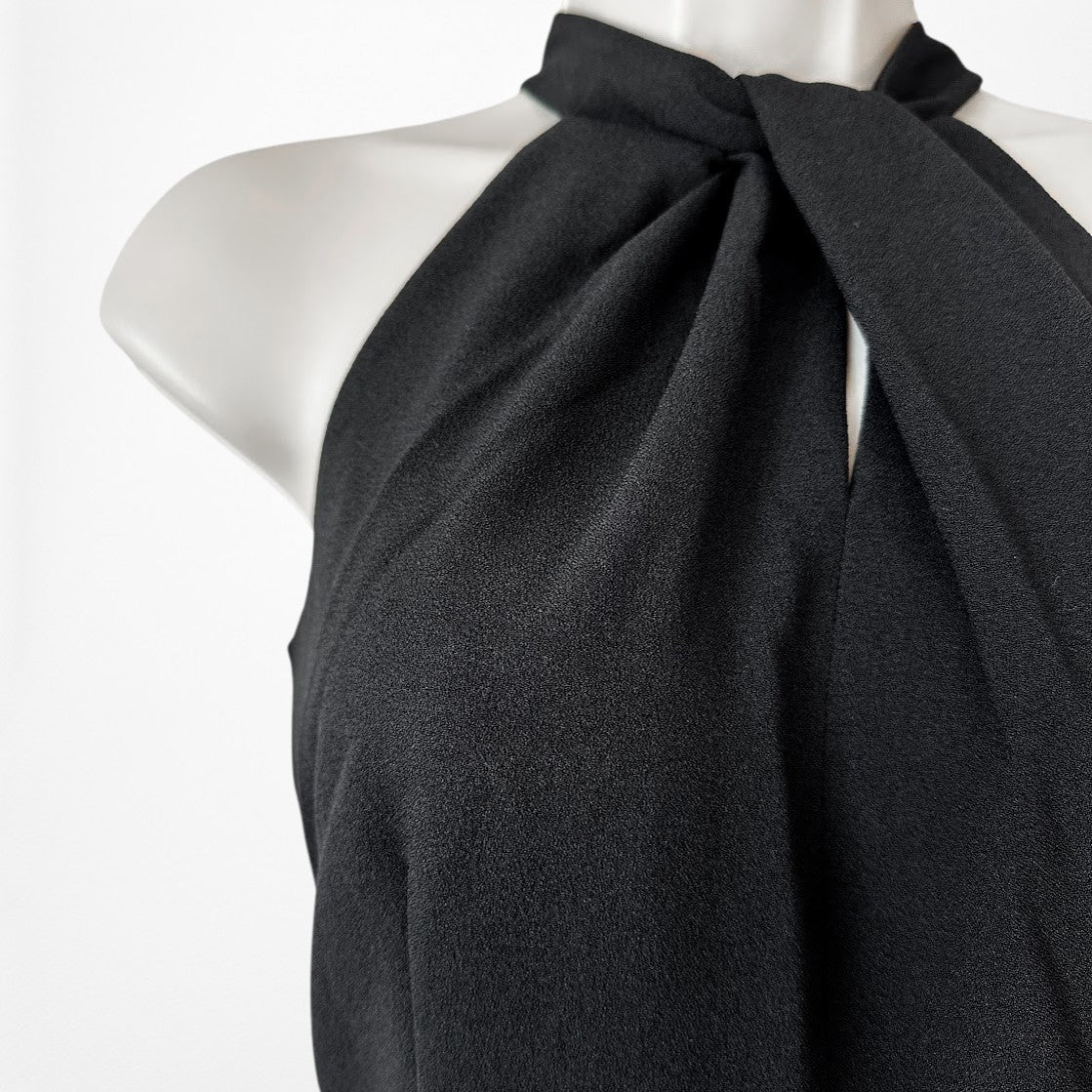 Vintage Y2K Black Sleeveless Halter Wide Leg Jumpsuit Size M