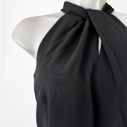 Vintage Y2K Black Sleeveless Halter Wide Leg Jumpsuit Size M