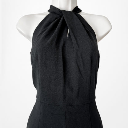 Vintage Y2K Black Sleeveless Halter Wide Leg Jumpsuit Size M