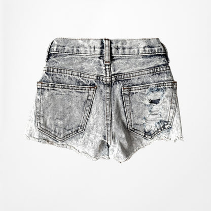 Vintage Y2K Studded Rhinestone Acid Wash Distressed High Rise Denim Shorts XS/S