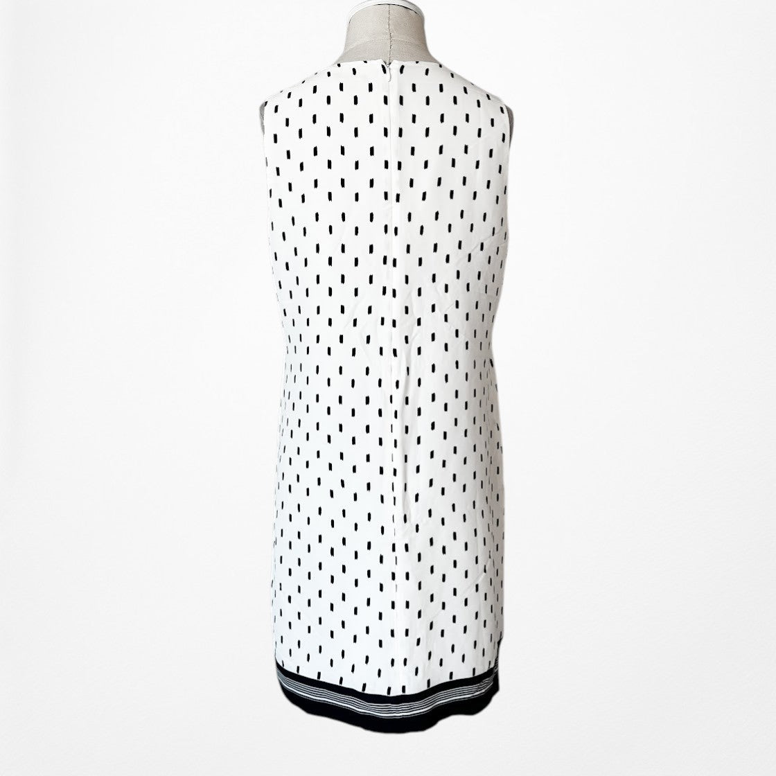 Vintage Y2K 90s Polka Dot Print Knee Length Preppy V-Neck Shift Dress Size M