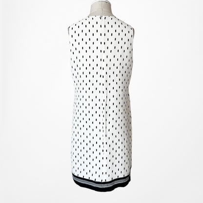 Vintage Y2K 90s Polka Dot Print Knee Length Preppy V-Neck Shift Dress Size M