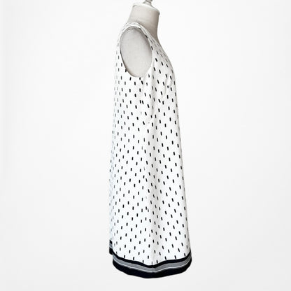 Vintage Y2K 90s Polka Dot Print Knee Length Preppy V-Neck Shift Dress Size M