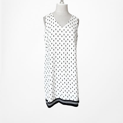 Vintage Y2K 90s Polka Dot Print Knee Length Preppy V-Neck Shift Dress Size M