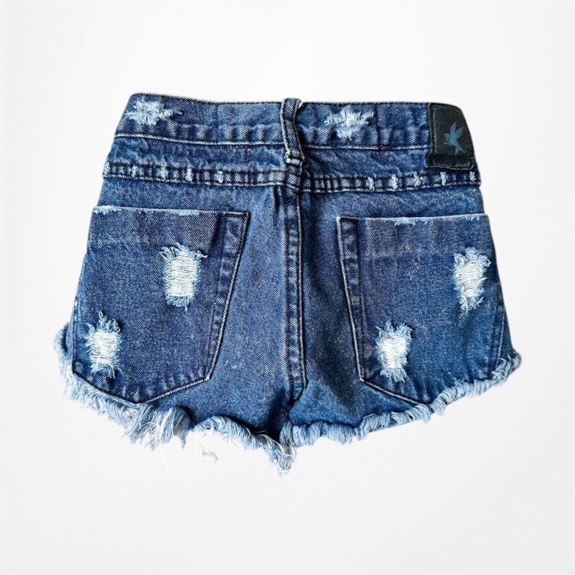 One Teaspoon Dark Wash Distressed Destroyed Mid Rise Denim Shorts Size XS/S