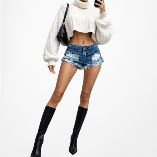 One Teaspoon Dark Wash Distressed Destroyed Mid Rise Denim Shorts Size XS/S