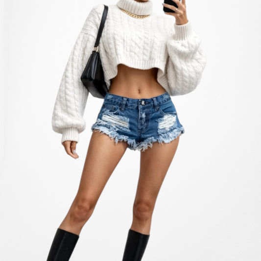 One Teaspoon Dark Wash Distressed Destroyed Mid Rise Denim Shorts Size XS/S