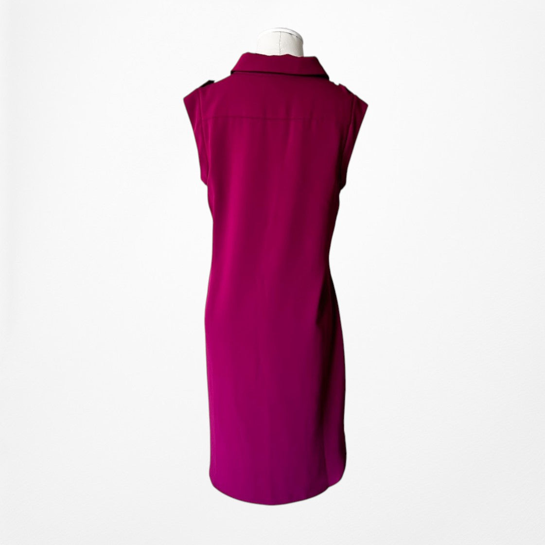 Vintage Y2K 90s Purple Sleeveless Knit Knee Length Henley Sheath Dress Size M