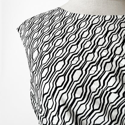 Vintage Y2K Gray Knee Length Sleeveless Waist Side Geometric Print Dress S/M