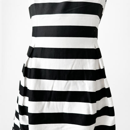 Vintage Y2K 90s Black White Striped Sleeveless Knee Length A-Line Dress Size
