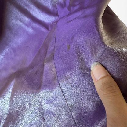 Vintage Y2K 90s Purple Satin One Shoulder Beaded Mermaid Maxi Prom Dress Size S