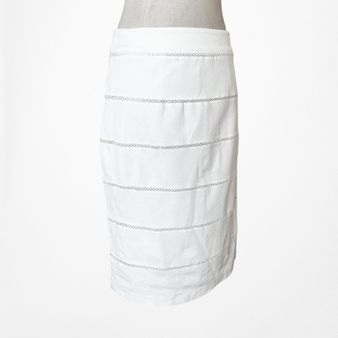 Vintage Y2K 90s White Straight Pencil Bodycon Knee Length Casual Skirt Size S/M