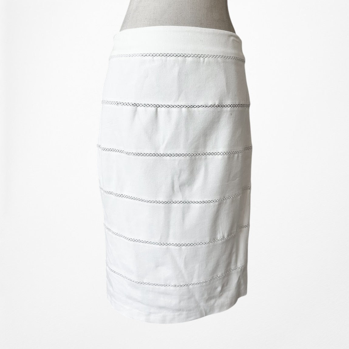 Vintage Y2K 90s White Straight Pencil Bodycon Knee Length Casual Skirt Size S/M