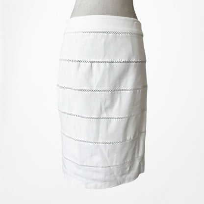 Vintage Y2K 90s White Straight Pencil Bodycon Knee Length Casual Skirt Size S/M