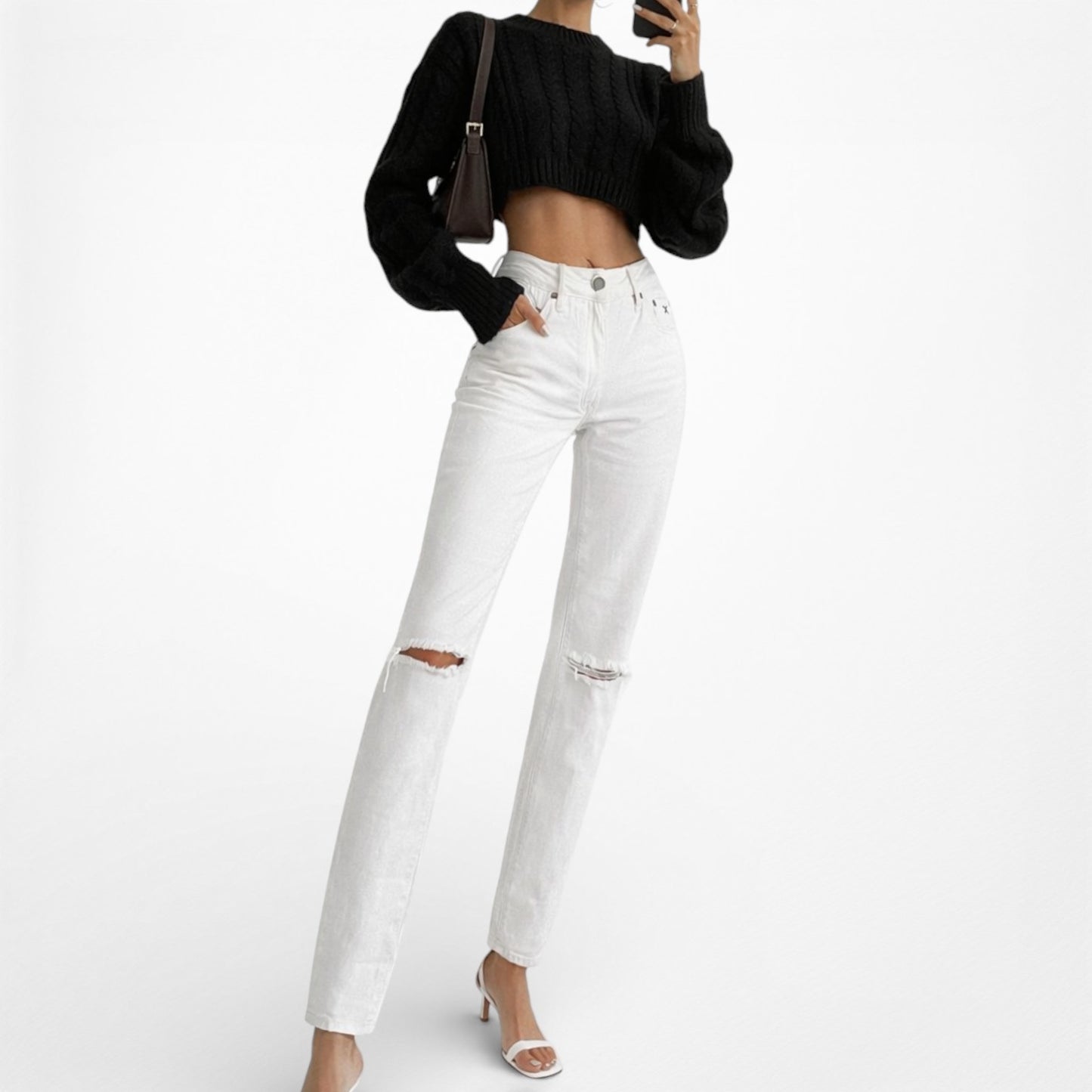 Res Denim Off White Distressed Destroyed Ripped Knees Skinny Jeans Size 24/S