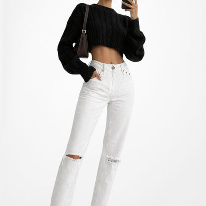 Res Denim Off White Distressed Destroyed Ripped Knees Skinny Jeans Size 24/S