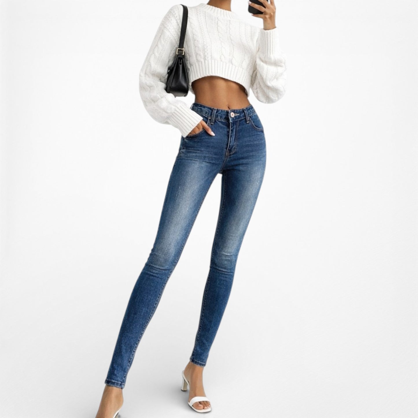 Vintage Y2K Blue Dark Wash Low Rise Skinny Denim Jeans Size 25/XS