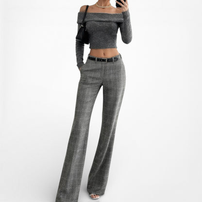 Vintage Y2K Gray Checkered High Waisted Straight Leg Dress Pants Size 2