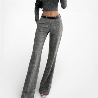 Vintage Y2K Gray Checkered High Waisted Straight Leg Dress Pants Size 2