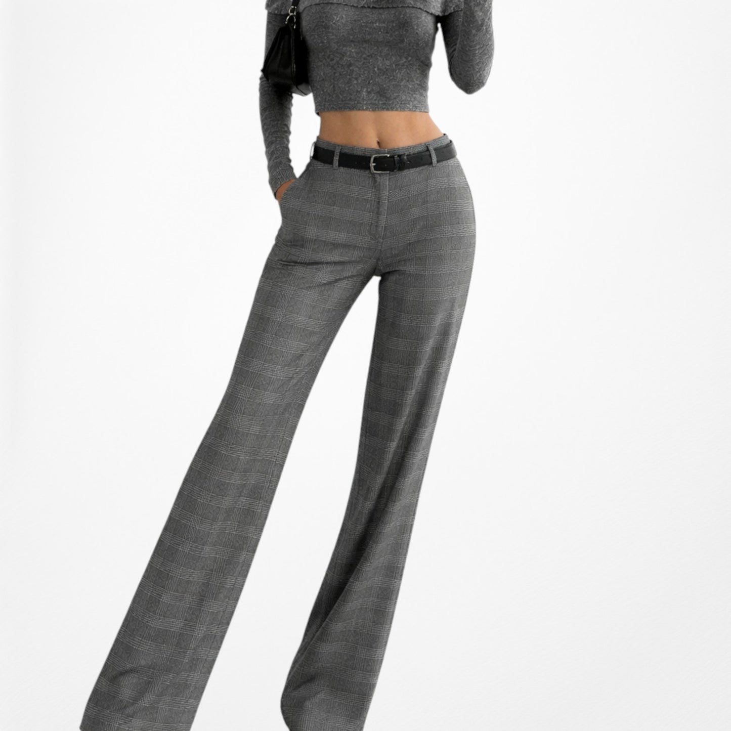 Vintage Y2K Gray Checkered Plaid Straight Leg Trouser Dress Pants Size 6/M