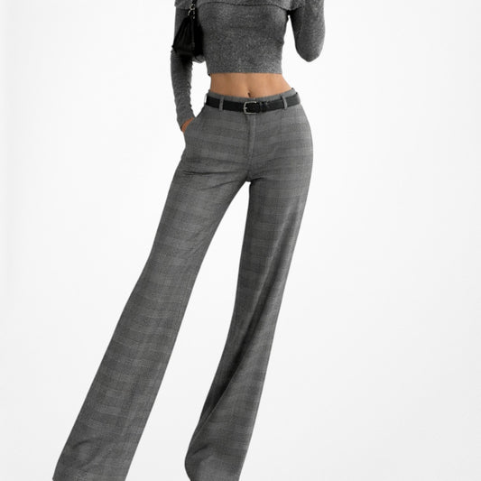 Vintage Y2K Gray Checkered Plaid Straight Leg Trouser Dress Pants Size 6/M