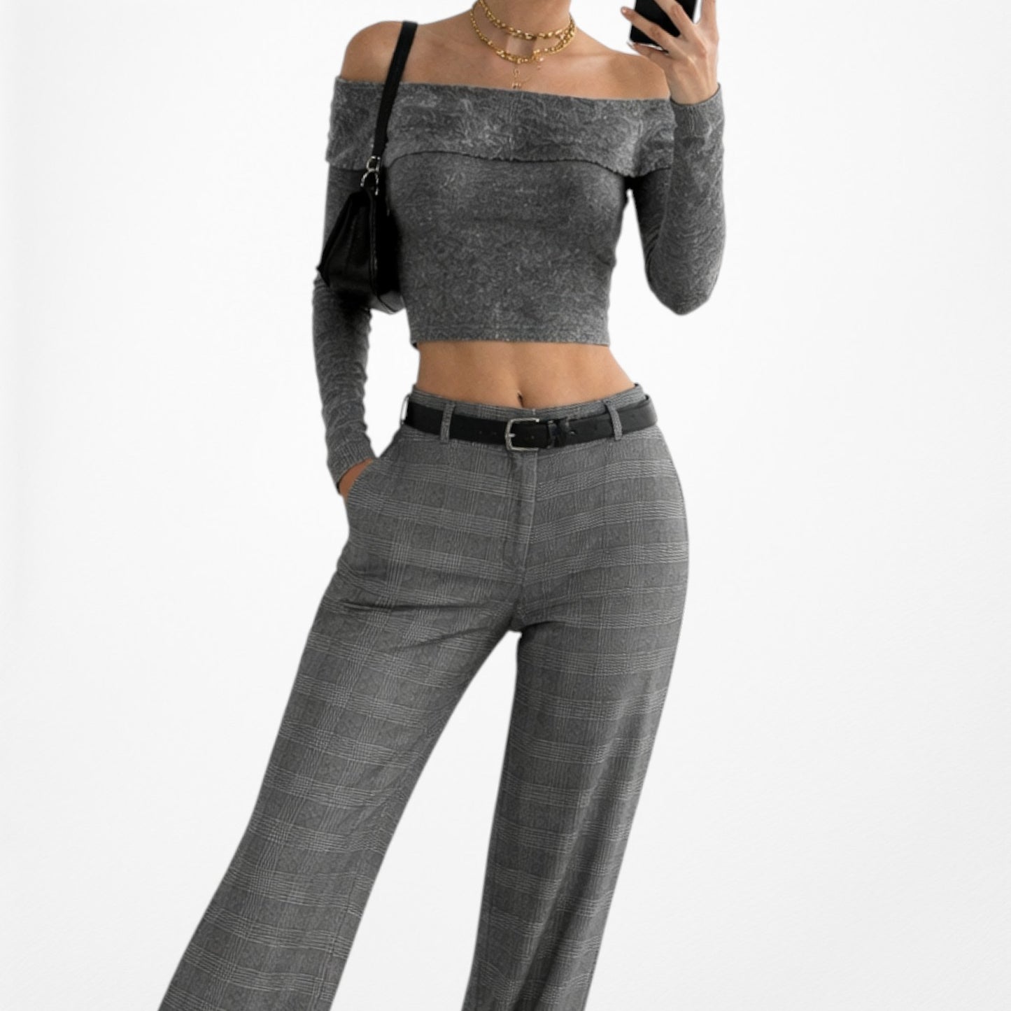 Vintage Y2K Gray Checkered Plaid Straight Leg Trouser Dress Pants Size 6/M