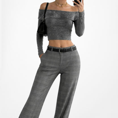 Vintage Y2K Gray Checkered Plaid Straight Leg Trouser Dress Pants Size 6/M