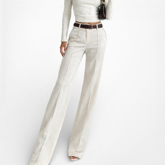 Mango Off White High Waisted Wide Leg Pants Size 2/S