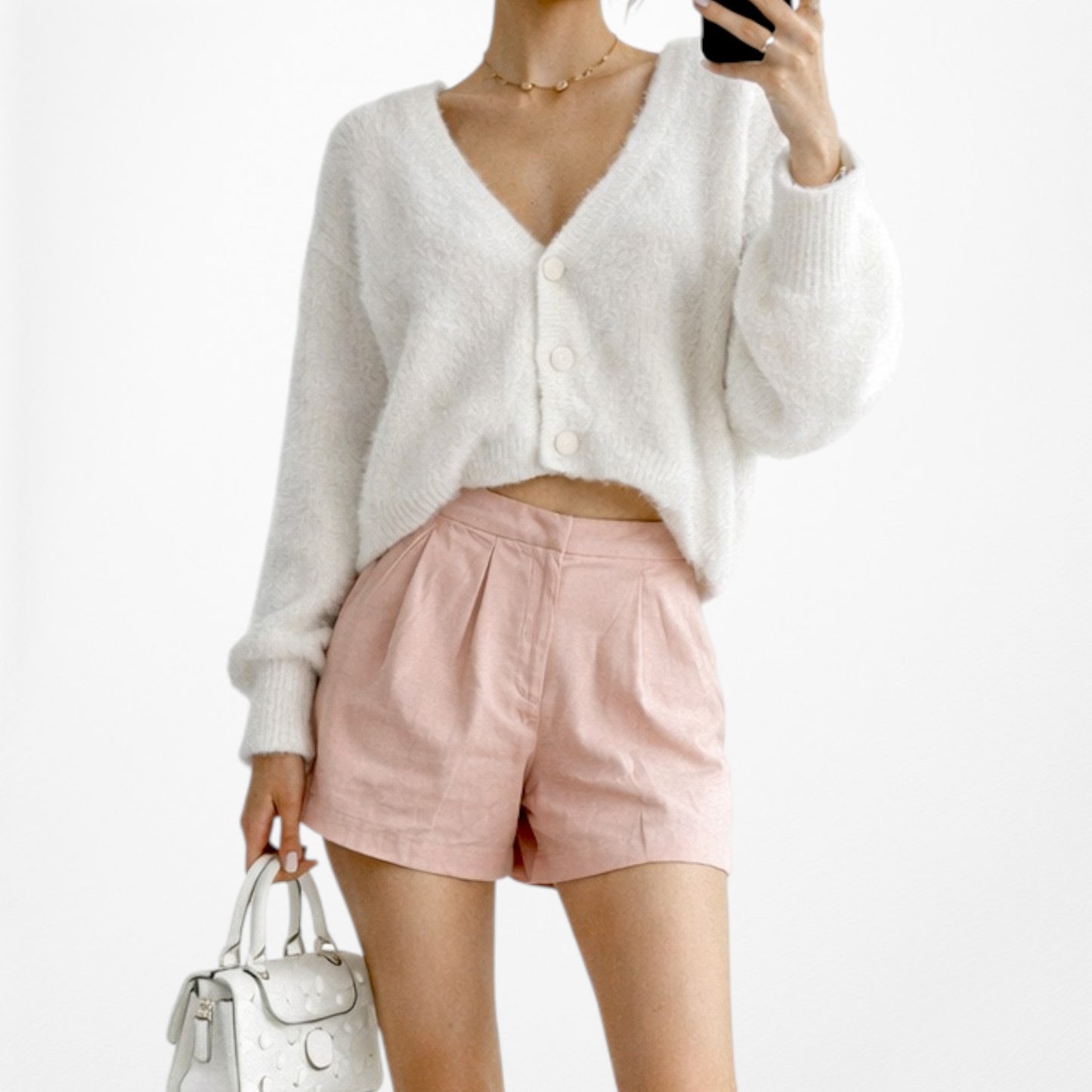 Vintage Pastel Pink Pleated High Waisted Casual Linen Summer Shorts Size 0/XS/S