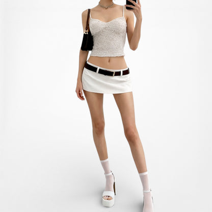 Vintage Y2K Beige Nude Floral Lace Cami Knit Tank Top Size S