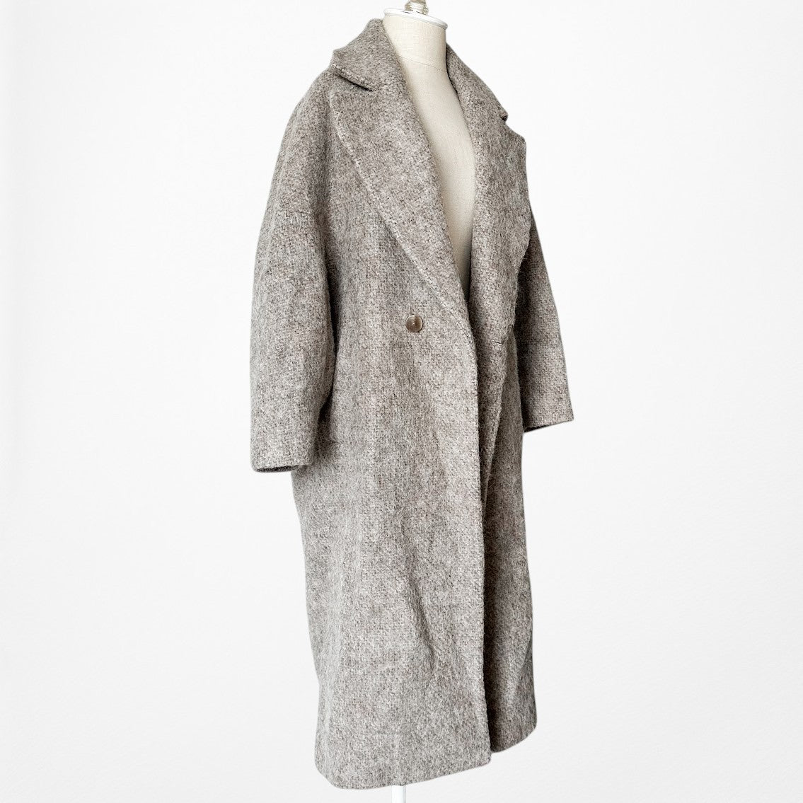 Mango Oversized Wool Blend Peacoat Style Knee Length Coat Jacket Size XS