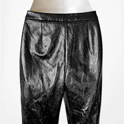 Vintage Y2K Black Patent Faux Leather Look Slim Leg Pants Size XS/S