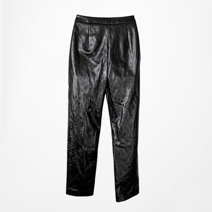 Vintage Y2K Black Patent Faux Leather Look Slim Leg Pants Size XS/S