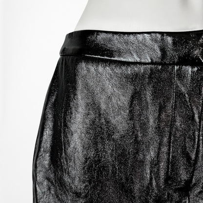 Vintage Y2K Black Patent Faux Leather Look Slim Leg Pants Size XS/S