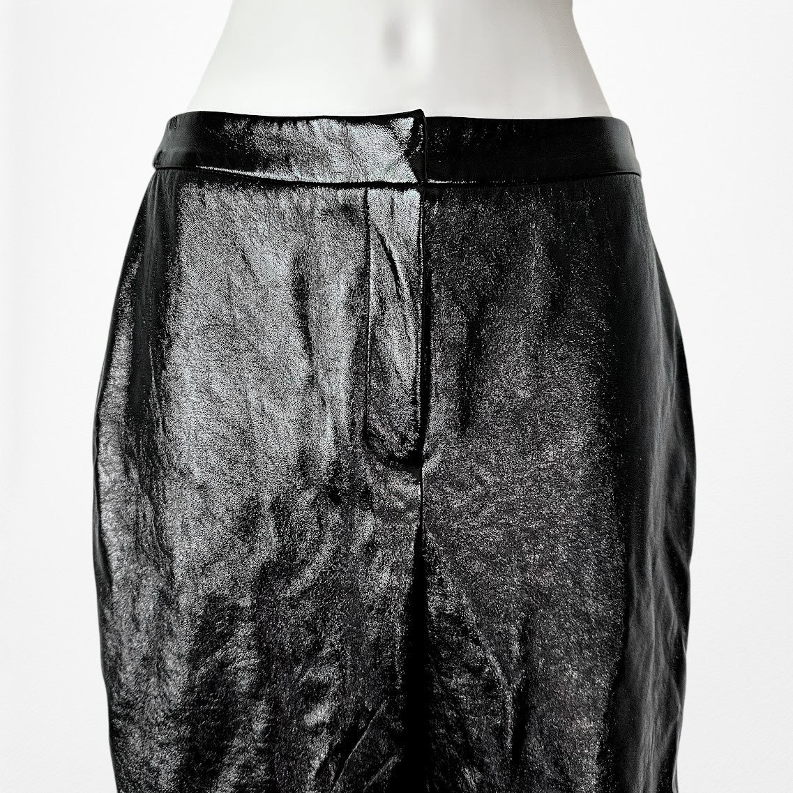 Vintage Y2K Black Patent Faux Leather Look Slim Leg Pants Size XS/S
