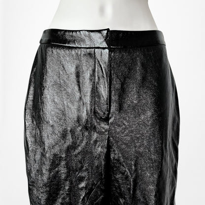 Vintage Y2K Black Patent Faux Leather Look Slim Leg Pants Size XS/S