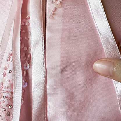 Vintage Y2K 90s Pink Ombre Beaded Lace Up Flared Princess Maxi Prom Dress XS/S