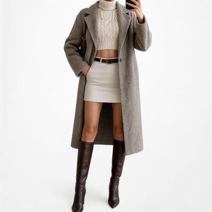 Mango Oversized Wool Blend Peacoat Style Knee Length Coat Jacket Size XS