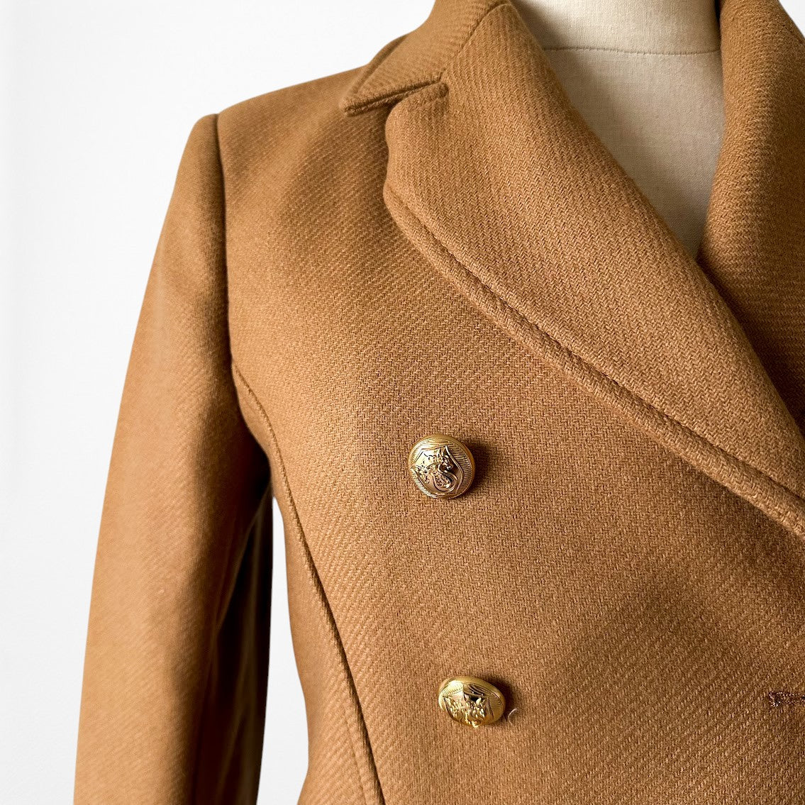 Zara Brown Double Breasted Shoulder Padded Blazer Jacket Coat Size XS