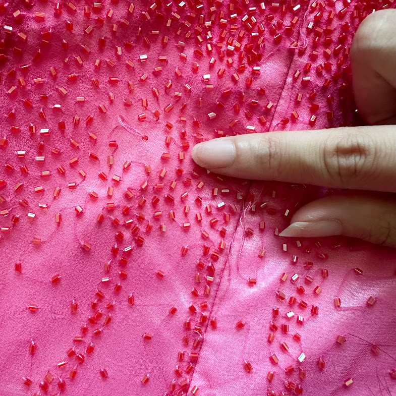Vintage Y2K 90s Pink Silk Strapless Beaded Flared Ombre Maxi Prom Dress Size XS