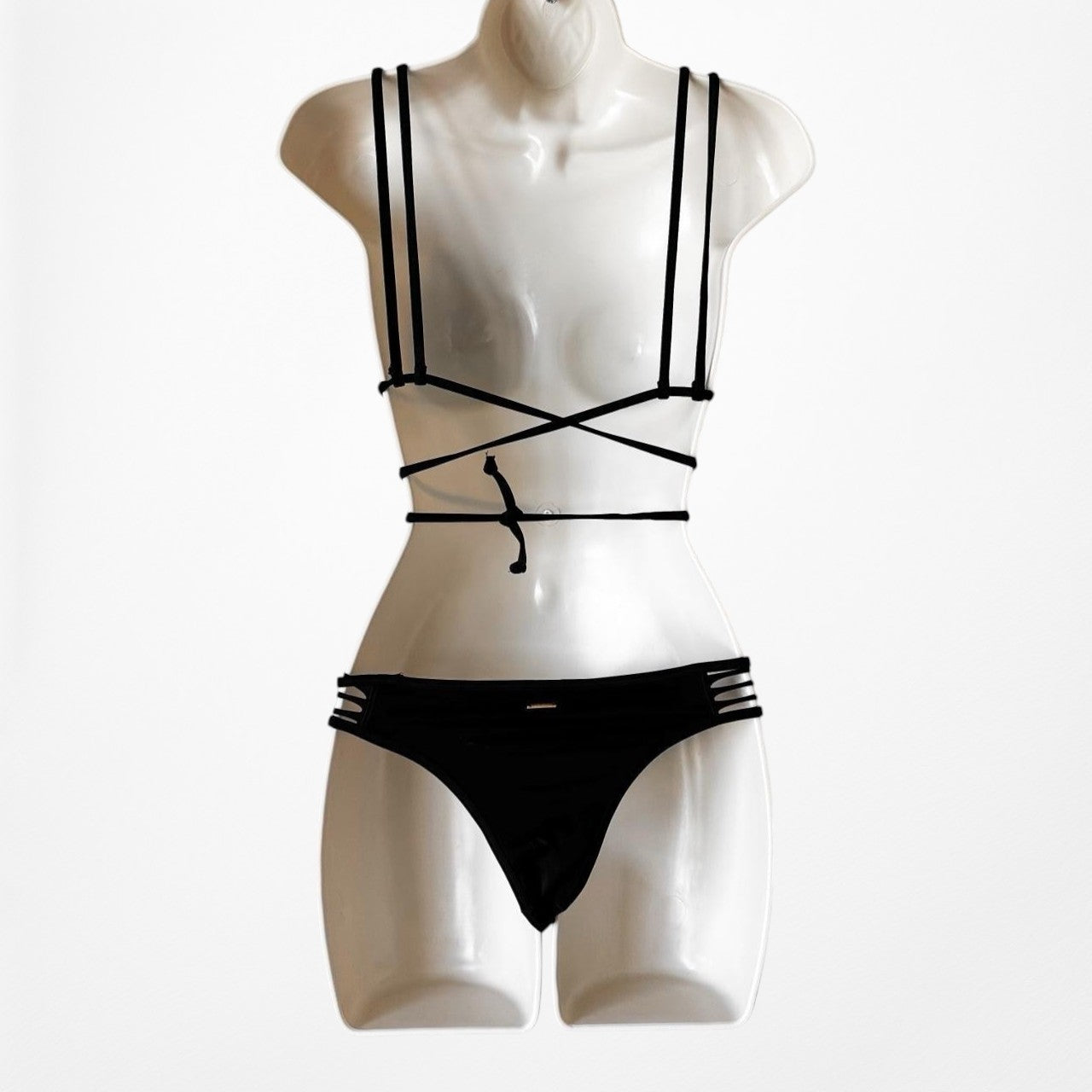 Victoria's Secret Fashion Nova Black Two Piece Brazilian Swim Suit Set Size S/M