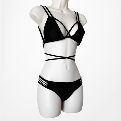 Victoria's Secret Fashion Nova Black Two Piece Brazilian Swim Suit Set Size S/M